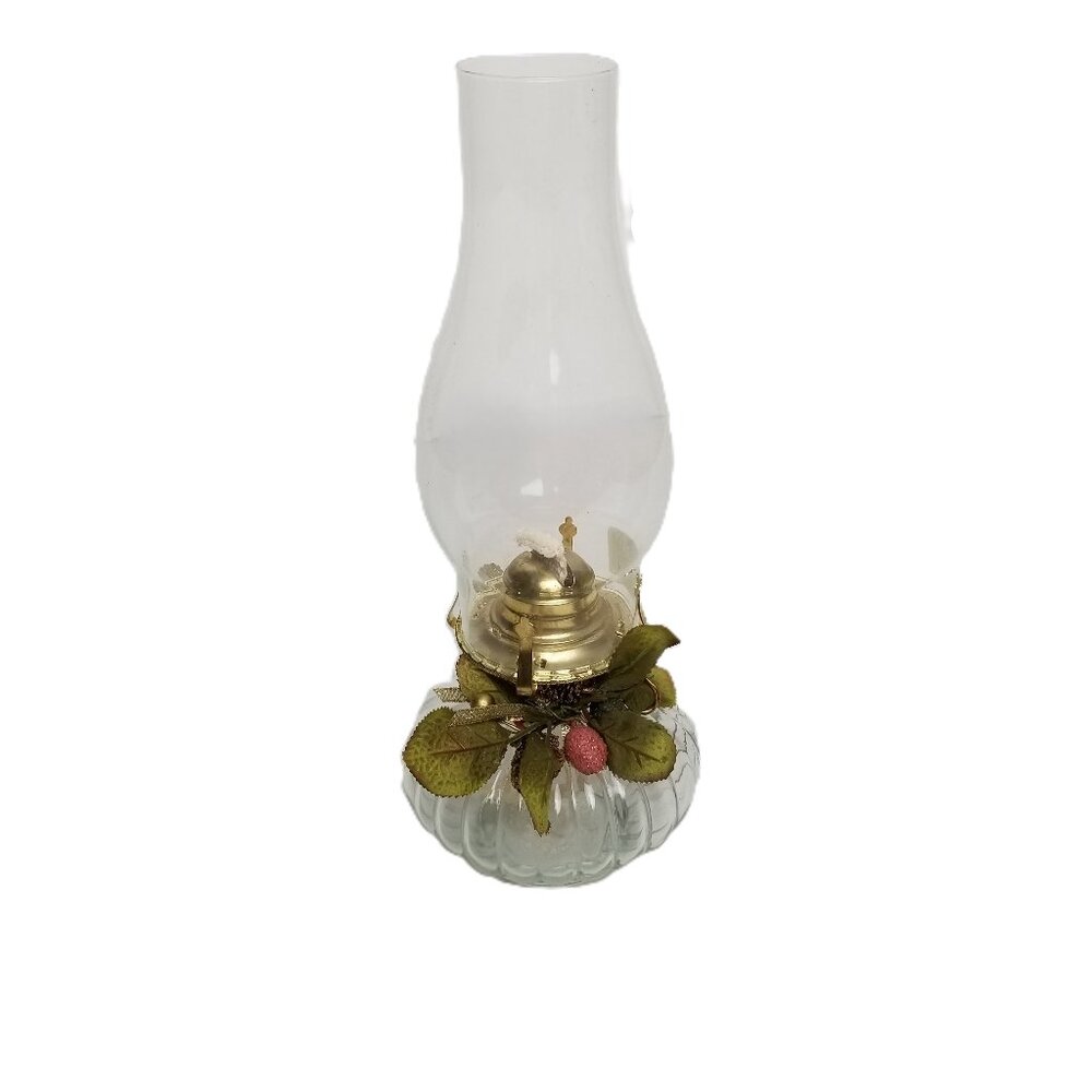 Vintage Lamplight Farms Glass Oil Lamp Hurricane Chimney Brass